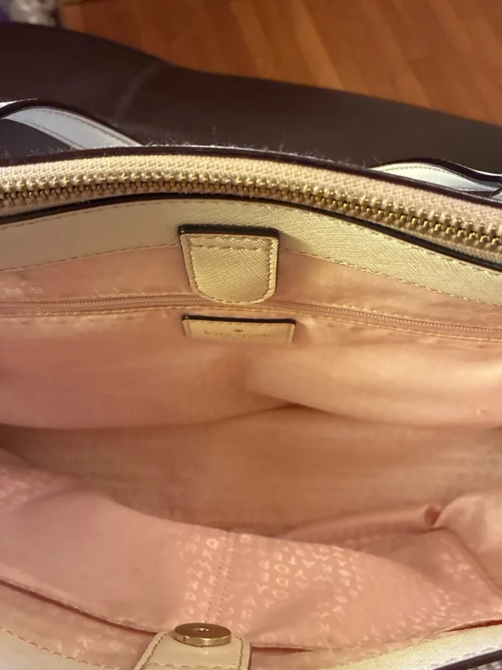 kate spade Cream Leather Crossbody Tote with Detachable Strap